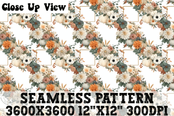 Autumn Floral Frames Seamless Pattern