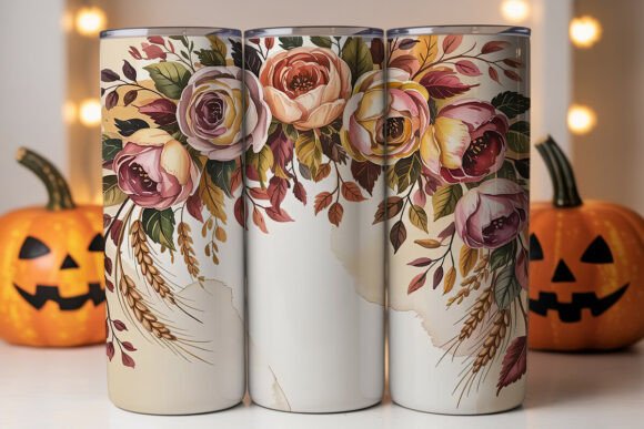 Autumn Rose Floral Tumbler Wrap