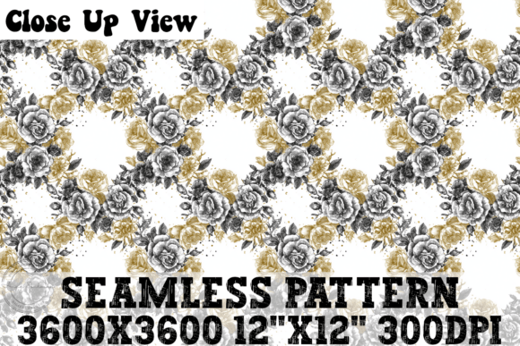 Black Gold Glitter Floral Pattern