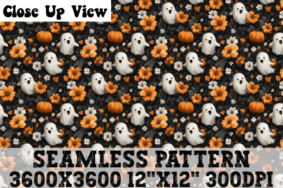 Black Orange Floral Pattern Ghosts