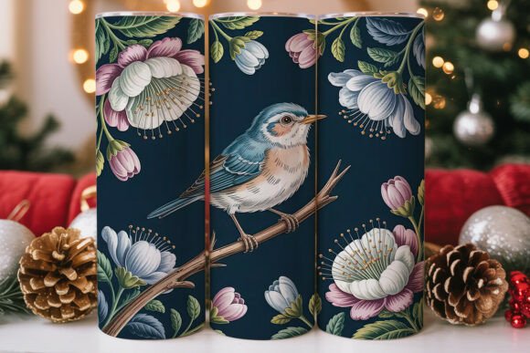 Blue Bird Floral 20oz Tumbler Wrap
