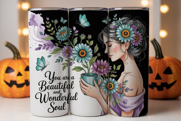 Boho Floral Woman Tumbler Wrap