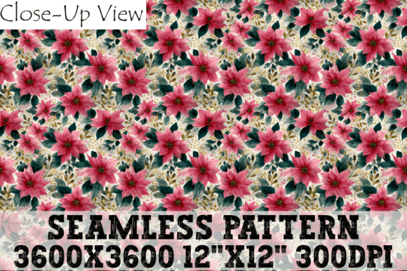 Christmas Poinsettias Floral Pattern