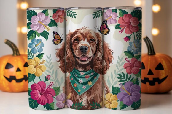 Cocker Spaniel Floral 20oz Tumbler Wrap