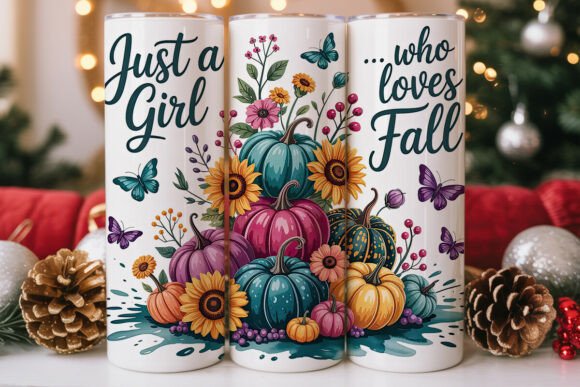 Fall Floral Pumpkin Butterfly Tumbler