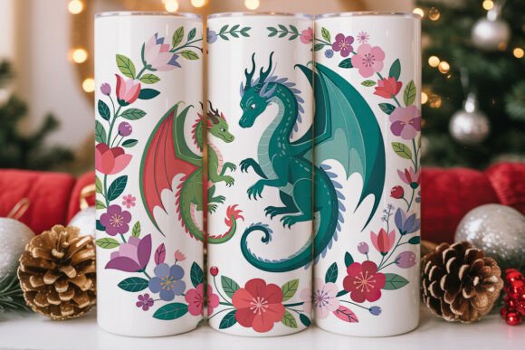Floral Dragons 20oz Tumbler Wrap