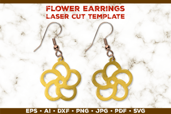 Floral Earrings Laser Cut SVG Template