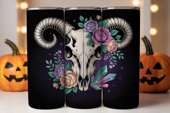 Floral Skull Tumbler Wrap PNG Review