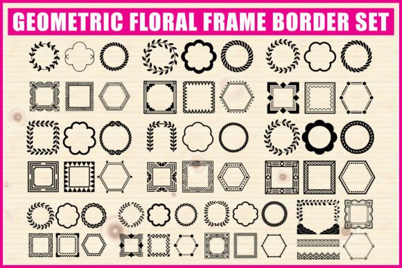 Geometric Floral Frame Border Set
