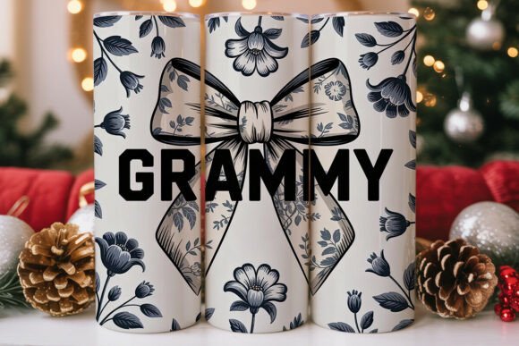 Grammy Floral Toile 20oz Tumbler Wrap