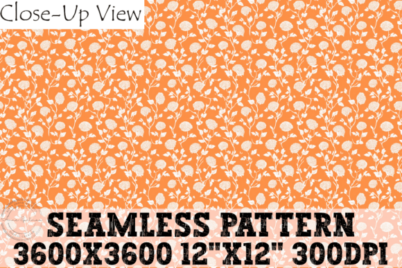 Orange White Floral Seamless Pattern
