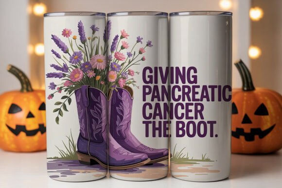 Pancreatic Cancer Floral Boots Tumbler