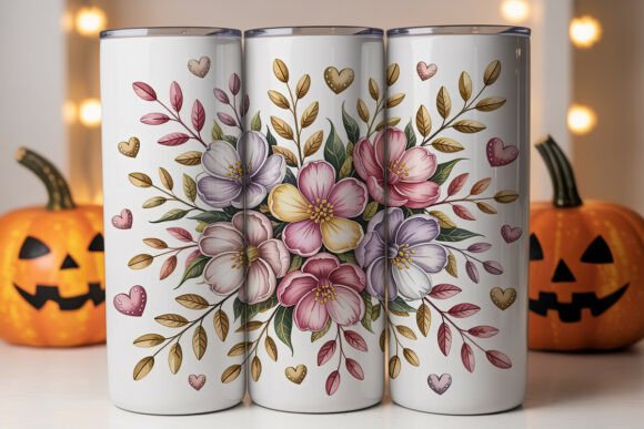 Pink Gold Floral Hearts 20oz Tumbler