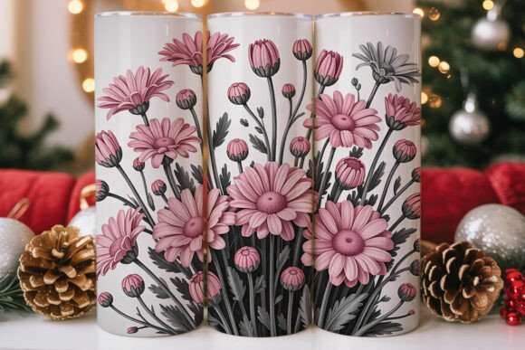 Pink Gray Floral 20oz Tumbler Wrap