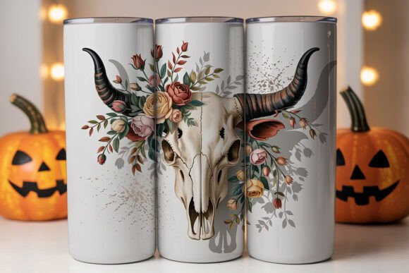 Rustic Bull Skull Floral 20oz Tumbler