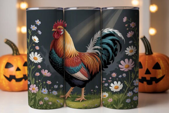 Rustic Rooster Floral 20oz Tumbler Wrap