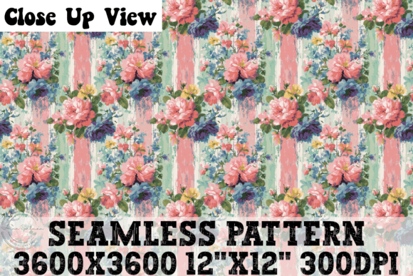 Shabby Chic Floral Stripes Pattern