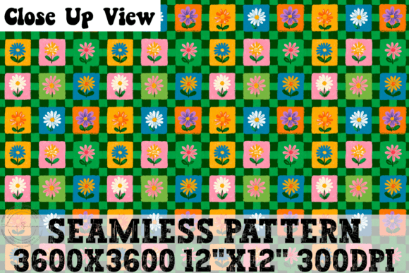 Sweet Floral Checkered Seamless Pattern