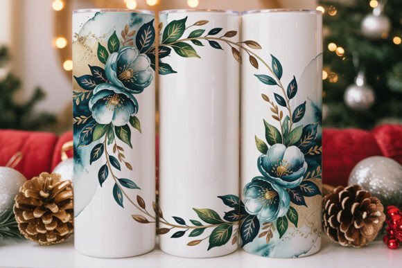 Turquoise Gold Floral 20oz Tumbler Wrap