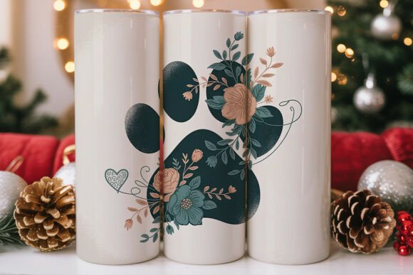 Vintage Floral Paw Print 20oz Tumbler