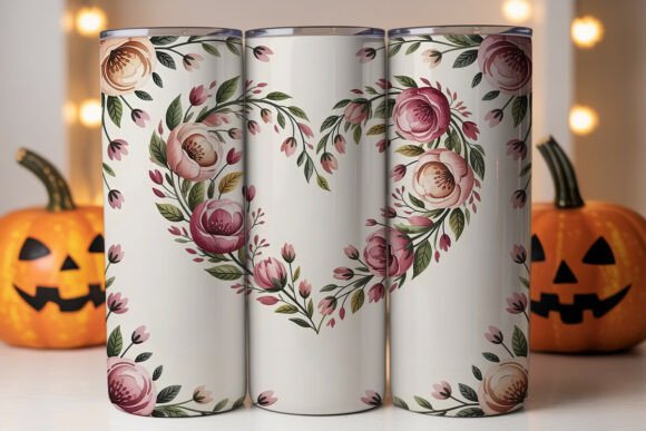 Watercolor Floral Heart 20oz Tumbler