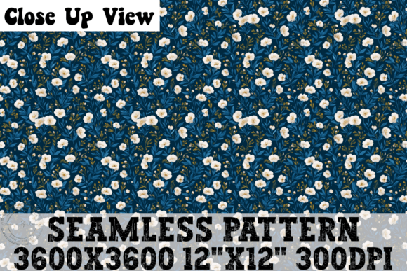 White Blue Floral Seamless Pattern