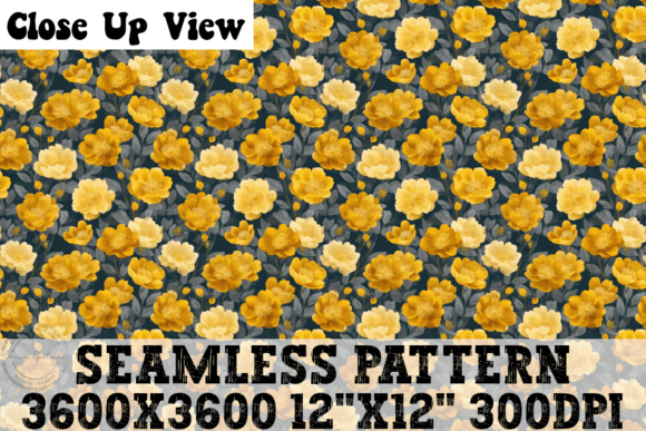 Yellow Grey Watercolor Floral Pattern